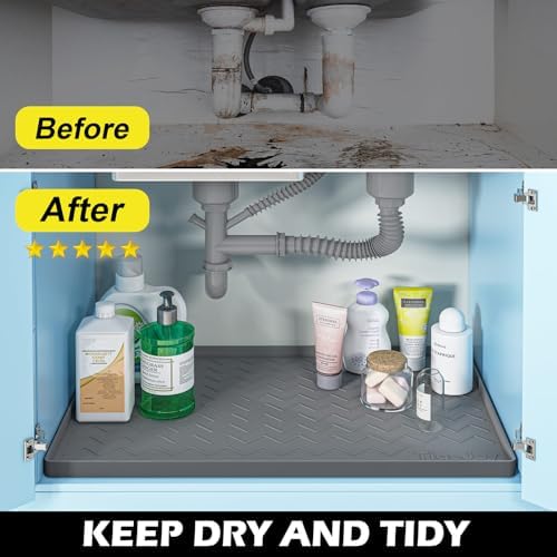 TigeJoy Under Sink Mats for Kitchen Waterproof 28" x 22", Cabinet Liner - Image 4
