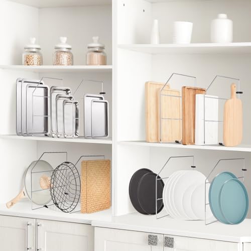 Blulu 4 Pcs Baking Sheet Organizer 18" x 20" Tray Dividers for Cabinets Kitchen Cabinet Dividers Vertical for Baking Sheets Chrome Pan Rack Storage Wires for Kitchen Cupboards(silver) - Image 5