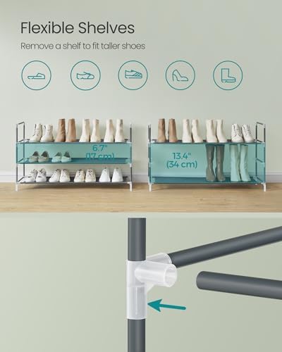 SONGMICS 3-Tier Shoe Rack, Shoe Storage for Hallway Closet - Image 6