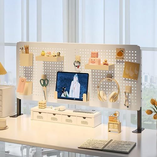 Desk Clamp Shelf, Floating Privacy Panel, Office Partition nizer, Combination Pegboard Kit, Vertical White Desk nizer, Space-Saving Workstation Solution (80cm) by Unknown