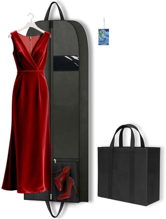 Long Garment Bag 60'' for Womens Dress Long Gowns Hanging Clothes - Image 4