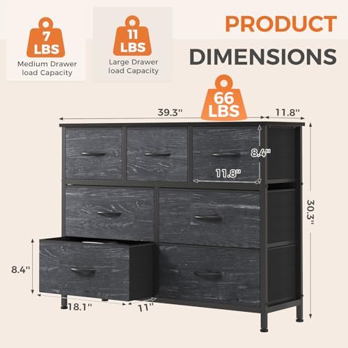 Sweetcrispy 7 Drawer Dresser for Bedroom Storage with Fabric Bins - Image 3