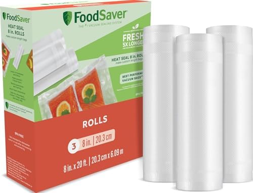 FoodSaver Custom Fit Airtight Food Storage and Sous Vide Vacuum Sealer Bags, 8 x 20' (Pack of 3), Perfect for Meal Prep and Sous Vide Cooking by FoodSaver