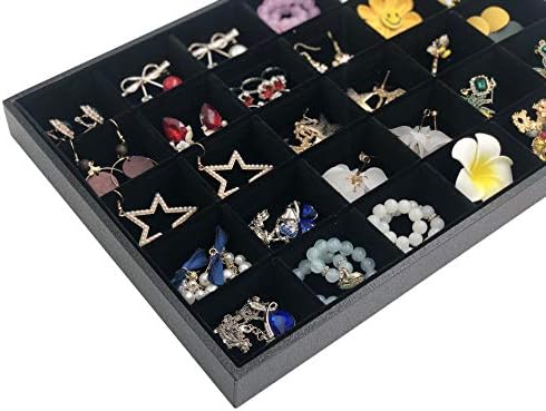 Stratalife 30 Grid Velvet Jewelry Organizer Tray, 13.8" x 9.4" x 1.2" - Image 3