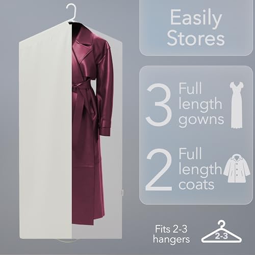 Luxury Cotton Garment Storage Bag, 24x40 Inch, Breathable Washable Reusable, for Hanging Clothes Short Dresses Jackets Suits, Fits 3 Hangers, Zipper Window (1, 24x40x3) - Image 4