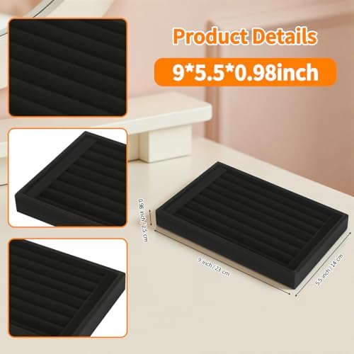 KUKUVR Ring Holder Display Tray, 7 Slot Velvet Jewelry Organizer (Black) - Image 3