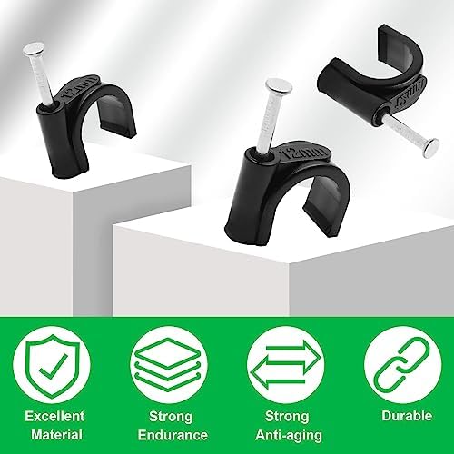 Black Half Clamp J-Hook with Nail, 0.16inch/4mm, 200pcs - Image 2