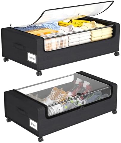 Webetop 10 Inch Underbed Drawer Storage Wheeled 2-Pack for Shoes & Clothing by Webetop