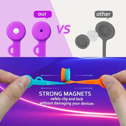 SUNFICON 6 Pack Magnetic Cord Organizers Cable Clips Cable Straps Silicone Twist Ties Colorful Headphone Cord Keeper Holder Manager Bookmark Whiteboard Fridge Magnet Keychain Gift Home,Office,School - Image 2