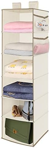 MAX Houser 6 Tier Shelf Hanging Closet Organizer with 2 Widen Straps, Beige by MAXHouser