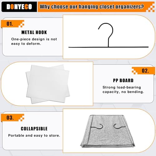 Hanging Closet Organizer 5-Shelf, Oxford Linen Wardrobe Storage, Gray - Image 7