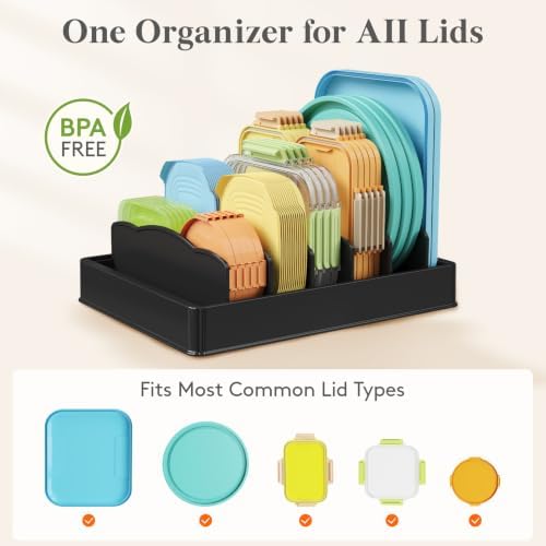 Lifewit Kitchen Cabinet Organizer for Food Contanier Lid with 7 Sections - Image 2