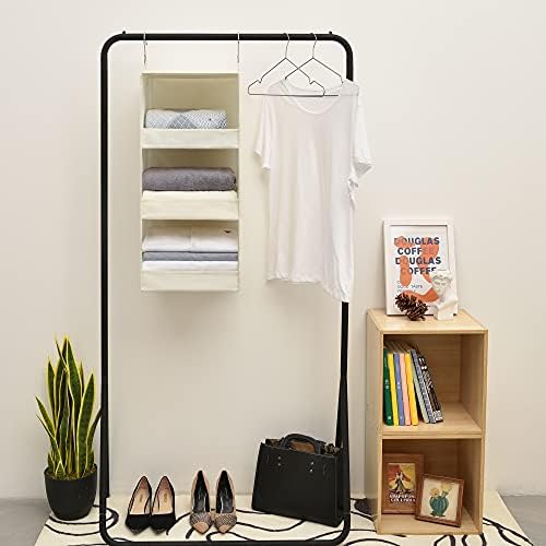 GRANNY SAYS 3-Shelf Hanging Closet Organizer, Foldable Storage, Beige - Image 5
