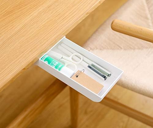 Drawer Pencil Tray Self-Adhesive Pop-Up Hidden Desktop Organizer Paste drawer-type storage pen box under the table Hidden paste pen barrel office stationery sundries storage box (white) by MAOYE