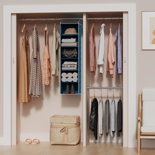 MAX Houser 6 Tier Hanging Closet Organizer with 2 Sturdy Hooks, Blue - Image 4