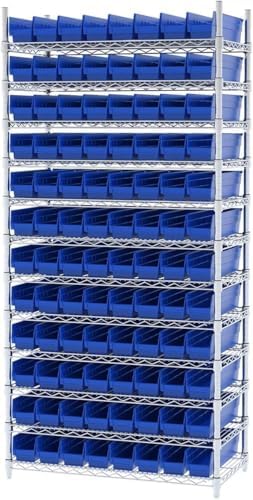 Akro-Mils 30128 Heavy Duty Plastic Shelf Bins, 18"x 4"x 4", Blue, 12-Pack - Image 6
