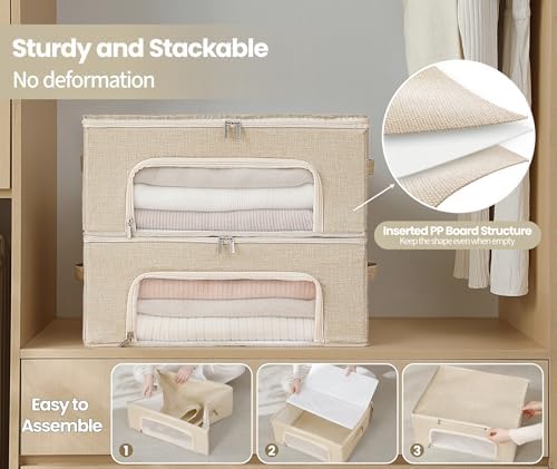 2-Pack Cashmere Sweater Storage Bags for Wool with Cedar Blocks, Beige - Image 4