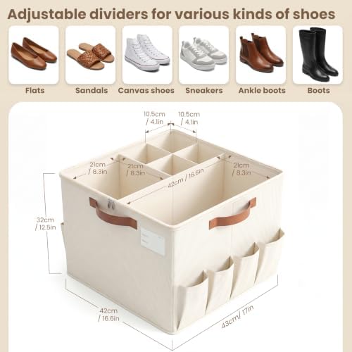 Varhomax Shoe Organizer Box for Closet, Fabric Storage Basket - Image 3