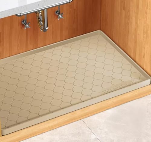 Winisok Waterproof Under Sink Mat 40" x 19", Silicone Mat, Beige by Winisok