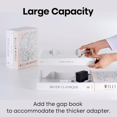 Book Shape Decorative Cable Management Box - Expandable Cable Organizer Box with Magnetic Closure for Home & Office (William Morris, Large) - Image 5