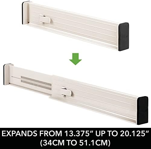 mDesign Set of 4 Drawer Dividers – Expandable Drawer Organiser Set with Protective Foam Ends – Useful Kitchen Accessories – Cream - Image 5