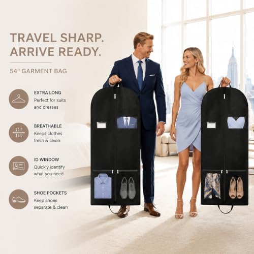 2 Pack 54in Interview Suit Bag and Travel Dress Bag for Formal Wear - Image 3