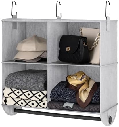 StorageWorks Hanging Closet Organizer with Rod, 4 Sections, 2 Tiers by StorageWorks