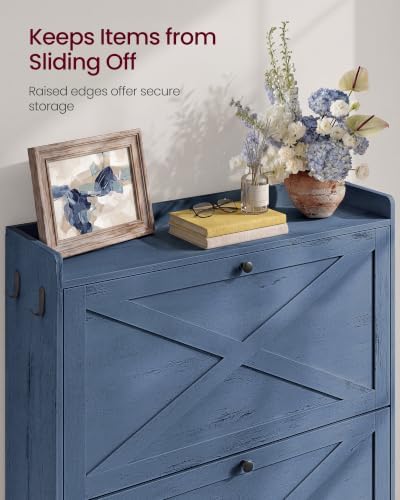 VASAGLE Narrow Shoe Storage Cabinet Organizer with 2 Flip Drawers - Image 6