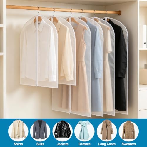 Garment Bags for Hanging Clothes PEVA 6 Pack Mixed Sizes Translucent - Image 5