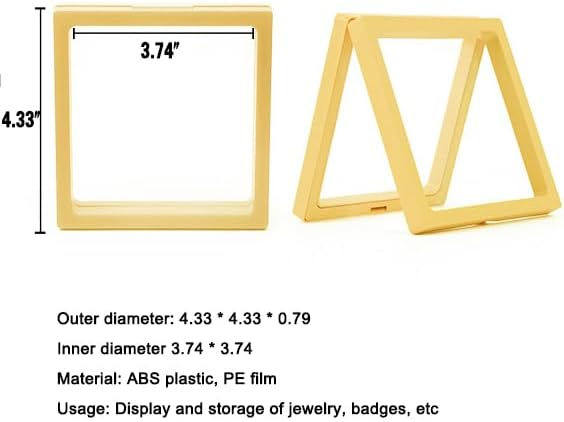 12PCS 3D Floating Frame Display Stand, Jewelry Box, Gift Box, Ornament Organizer, Small Travel Jewelry Box, PE Film Anti-Oxidation, Suspended Display Box Stackable (4.33*4.33, Type 2)