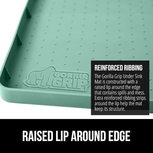 GORILLA GRIP Waterproof Silicone Under Sink Mat, Stay in Place, 34x22 Mint - Image 5
