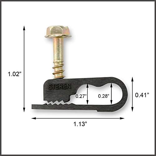 STEREN Coaxial Cable Clips - Cable Holder - Siding Clips for Hanging - Cord Holder for Desk - Cable Clamps - Cord Clip - Wire Organizer Clips - Tv Mount Screws (Black, 100 Count - Dual Screw) - Image 3