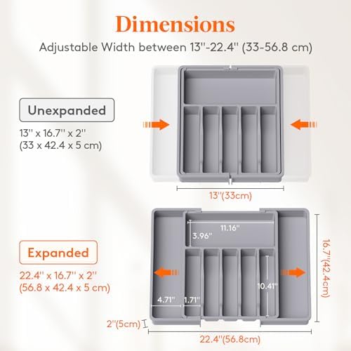 Lifewit Extra Large Silverware Drawer Organizer, Expandable Utensil Tray - Image 3