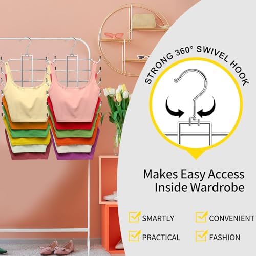 1 Pack Closet-Organizers-and-Storage,6 Tier Tank-Top-Hangers-Space-Saving,Closet-Organizer,Non-Slip Hanging Sport Bras Holder,Dorm-Room-Essentials-for-College-Students-Girls Camisoles Swimsuits Dress - Image 5