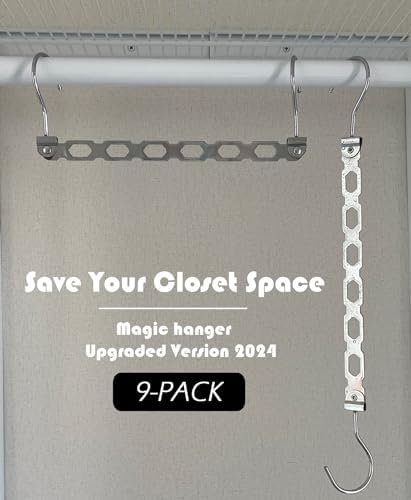 Metal Space Saving Hangers for Clothes, Collapsible Hanger Organizer, 9Pack - Image 2
