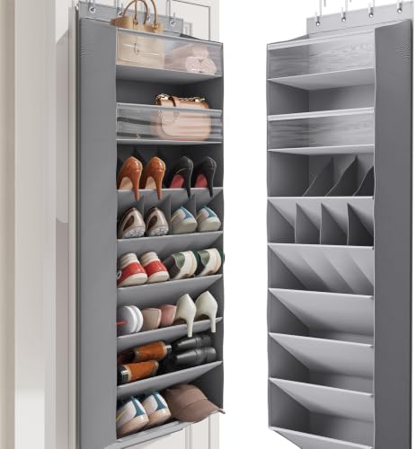 Mefirt XL Clear Over the Door Shoe Organizer for Closet Fit 25 Pairs - Image 2