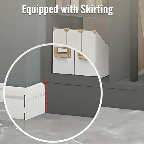 Wall Room Divider with Shelves Freestanding Room Divider with Storage Shelf Entrance Hall Partition Screen Column Floor to Ceiling Screen Column Floor to Ceiling,Khaki+White,L47 xW9 xH79 - Image 4