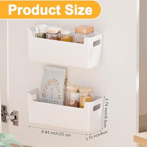 2 Pcs Kitchen Cabinet Door Organizer,Adhesive Mount Inside Cabinet Door Storage,Under Sink Door Storage Shelf for Kitchen,Bathroom,Office,Garage,Craft Room(White) - Image 2