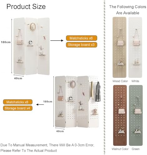 Foldable Pegboard Room Divider - 3/4 Panels Privacy Screen with Storage Rack for Craft and Art Displays(White,4 Panel) - Image 2