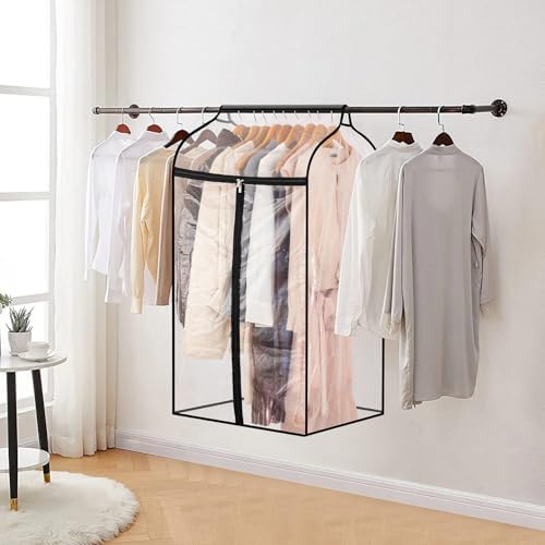 Hanging Garment Bag for Closet Winter Clothes Storage with Clear Window Coat Rack Cover Large Clothing Bags with Zipper Dust Proof Dress Protector (Small) - Image 6