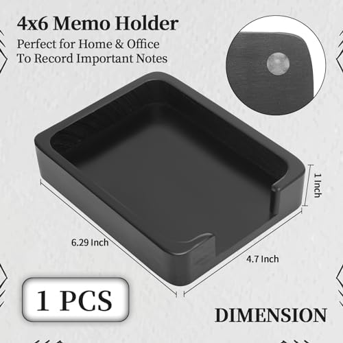 1PCS 4x6 Memo Holder For Desk Paper Holder Black Wooden Memo Organizer For Desk Paper Tray Index Card Holder Fits 4 x 6 Index Card Cardstock Pads Note for Office School - Image 3