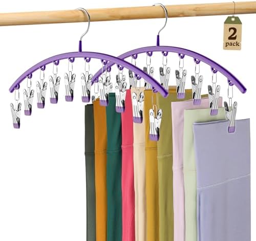 Volnamal Legging Organizer for Closet,2 Pack Metal Yoga Pants Hanger-Purple by Volnamal