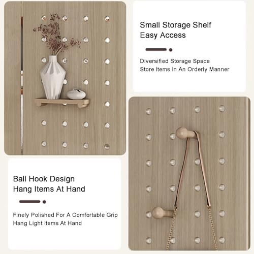 Foldable Pegboard Room Divider - 3/4 Panels Privacy Screen with Storage Rack for Craft and Art Displays(Brown,3 Panel) - Image 3