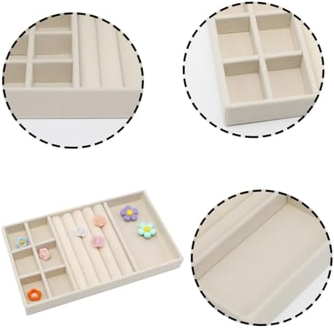 Velvet Jewelry Organizer Tray, Beige 3-in-1 - Image 3
