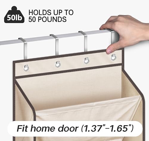 KEETDY Over The Door Shoe Organizer Fit 20 Pairs Sneakers Large Hanging Shoe Organizer for Closet Door Storage Boots, Beige - Image 6