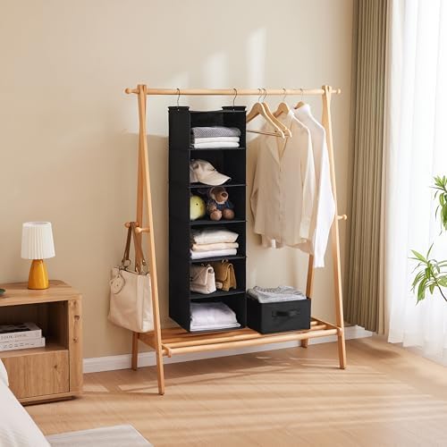 MAX Houser 6 Tier Hanging Closet Organizer with 2 Sturdy Hooks, Black - Image 5