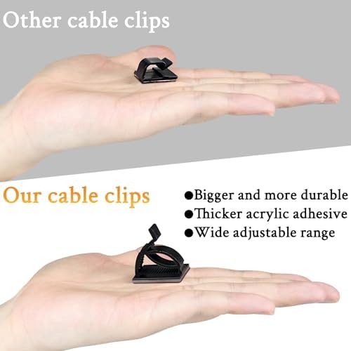 SOULWIT 50Pcs Adjustable Cable Management Clips, Adhesive Organizers Sticky Wire Clips Cord Holder for TV PC Ethernet Under Desk Wall Home Office - Image 4