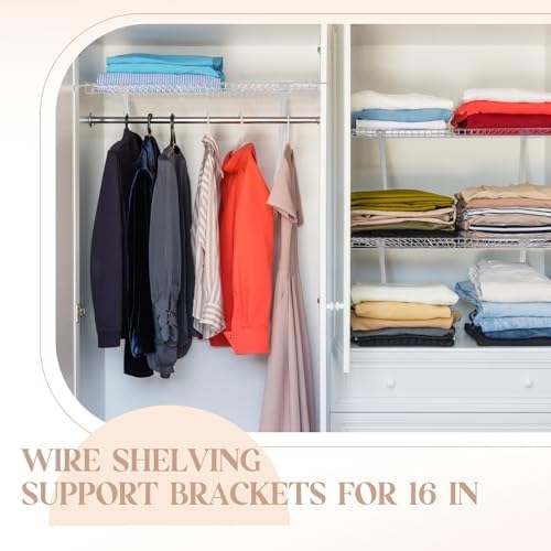 6 Pcs Wire Shelf Support Brackets, 20.5 Inch Wide Closet Shelving - Image 5