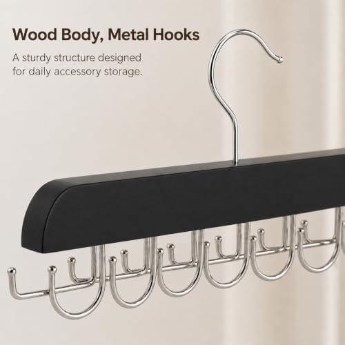 2 Pack Tie and Belt Hanger Rack, 2‑in‑1 Tie and Belt Hanger, Black - Image 5