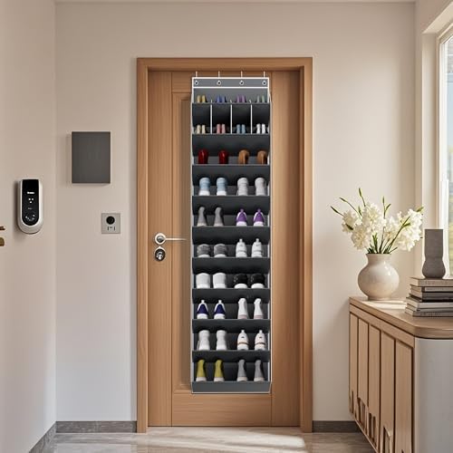 KYEVIS 10-Tier Large Size Over the Door Shoe Organizer, 20 Pairs Hanging Shoe Rack for Closet with Deep Pockets, Space-Saving Storage for Sneakers, Boots Heels (Grey) - Image 6